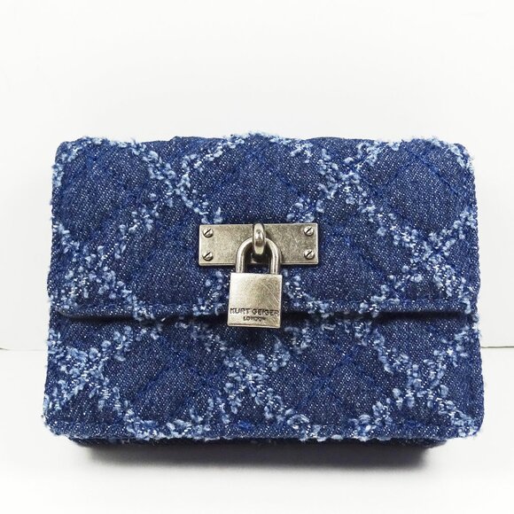 KURT GEIGER Micro Brixton Blue Cotton Crossbody Bag/Wallet - Picture 2 of 7